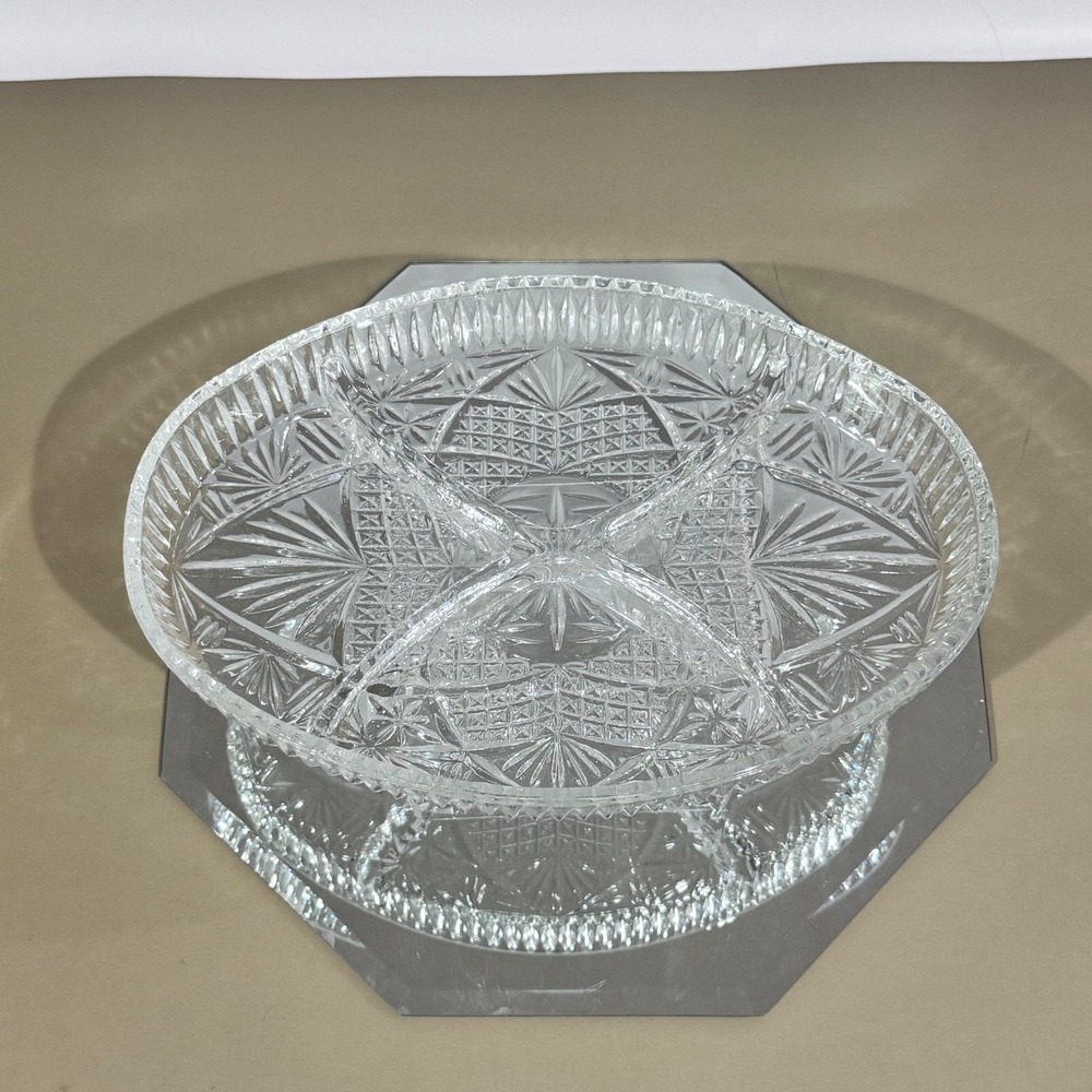 Vintage Libbey Clarion 4 Part Glass Server Plate‎ Platter In Original Box